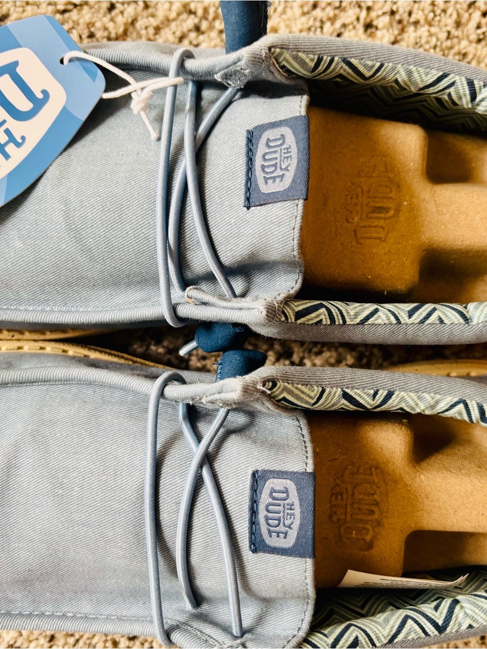 Hey Dude Men's Slip-On Loafers in Faded Denim with Tan Sole - Picture 3 of 7